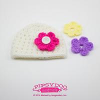 Pipsydoo Crossed-Stitch Beanie With Button-On Flowers