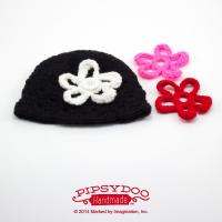 Fan-Stitch Beanie With Button-On Flowers