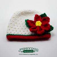 Crossed-Stitch Beanie With Poinsettia